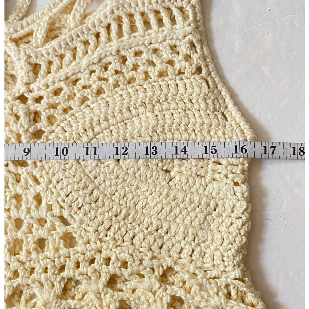 Zara Limited Edition Crochet Tank Top Womens Size Large Cream Acrylic Peplum NWT - Picture 12 of 14